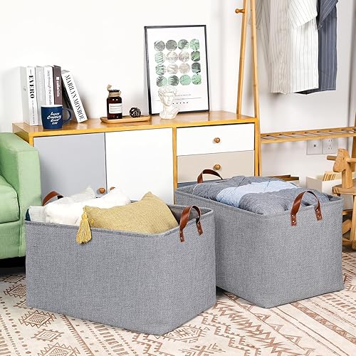 Vista 197 de DULLEMELO Canastas de almacenamiento pequeñas de 15 x 6 x 5.5 pulgadas, contenedores de almacenamiento de tela para tanque de inodoro