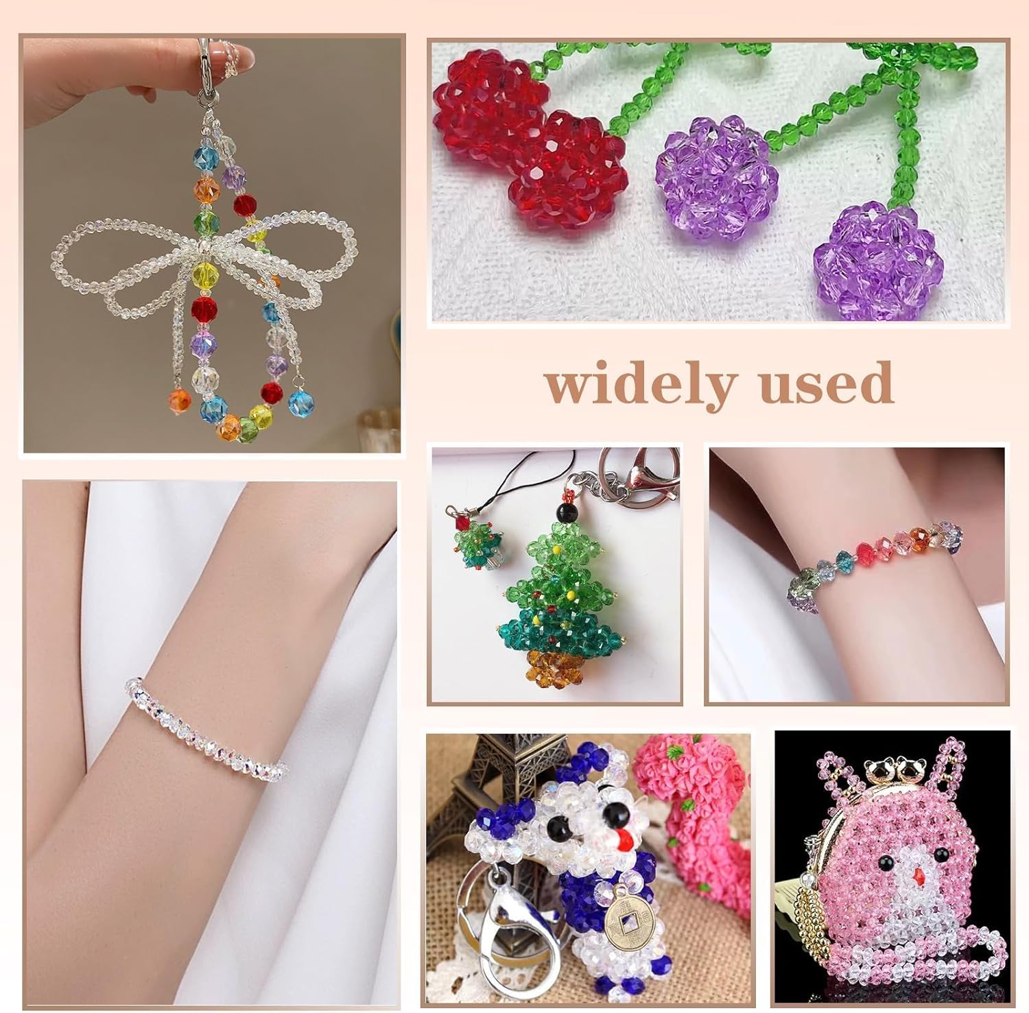 Songxi 1000pcs 4mm/6mm/8mm Pink Glass Beads for Jewelry Making, Valentines Crystal Beads for Bracelets Jewelry Making, Valentine Spacer for Keychain Making Necklace Earring DIY Arts and Crafts - Image 6