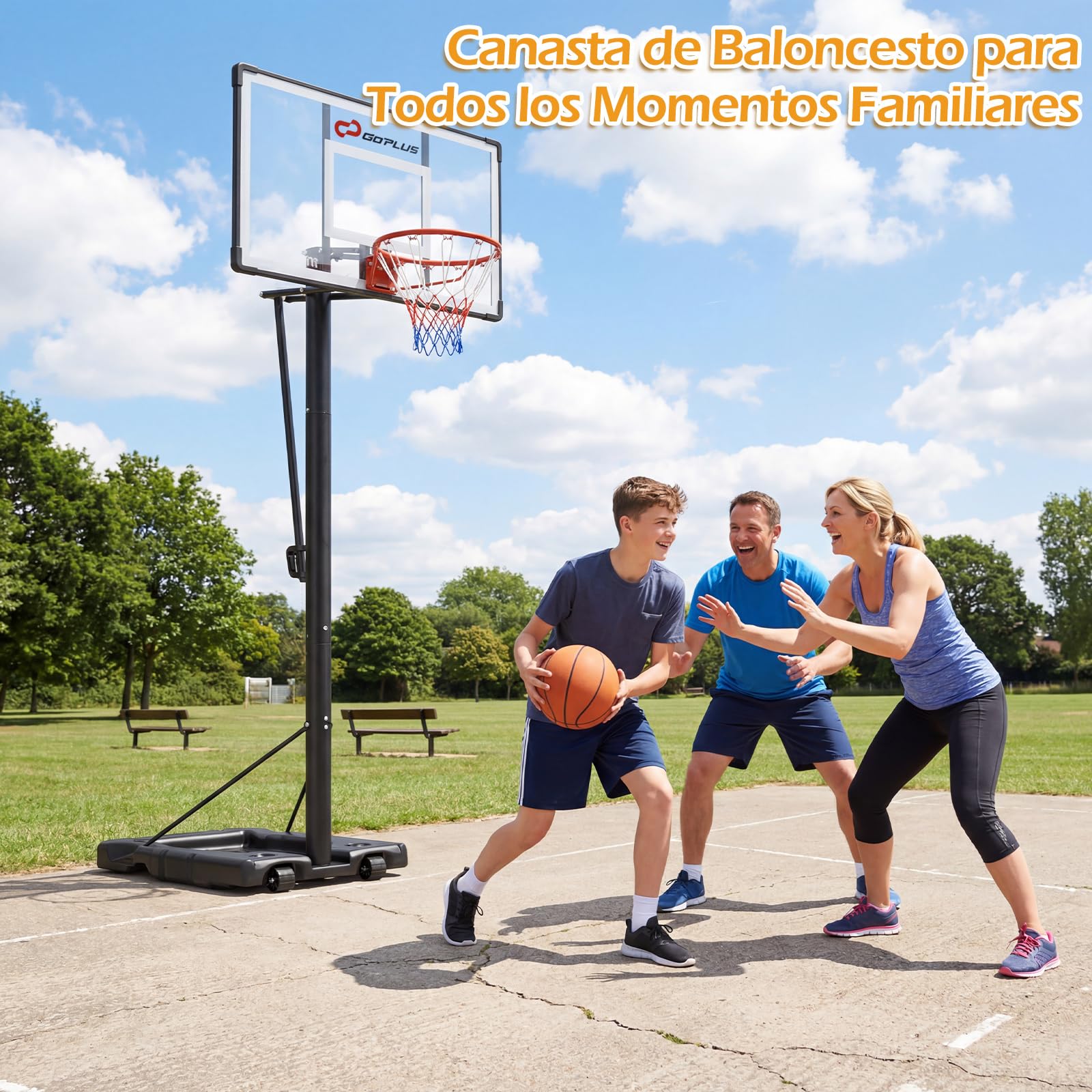 COSTWAY Canasta de Baloncesto, Altura Ajustable de 10 Niveles, 170 a 305 cm, Base Rellenable y Ruedas, Canasta de Baloncesto Niños Adultos Interior Exterior