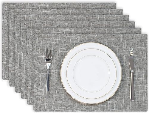 Miniatura 29 de Kevin Textile - Juego de 4 manteles individuales de lino de arpillera navideños, resistentes al calor, lavables, 13 x 19 pulgadas, color burdeos