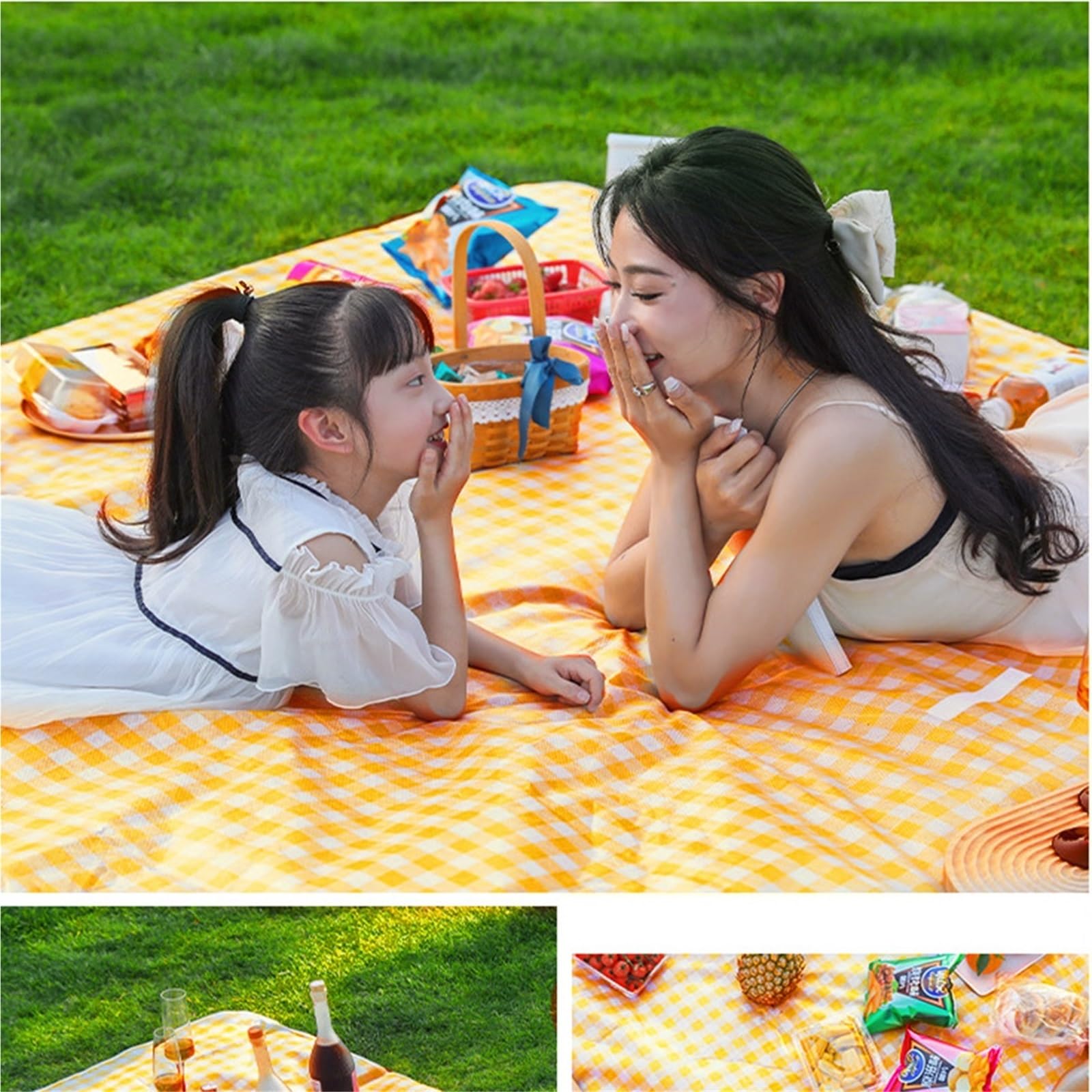 1 Pieza de Material Picnic portátil e Impermeable, Ideal for Acampar al Aire Libre y excursiones a la Playa para Pícnic(Yellow,200cmx200cm)