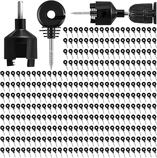 Sweetude 400 Pcs Black Electric Fence Insulator with 1 Pcs Insulator Socket Tool Screw in Insulator Fence Ring Post Wood Post Insulator Electric Fence Insulator for Animal Fence