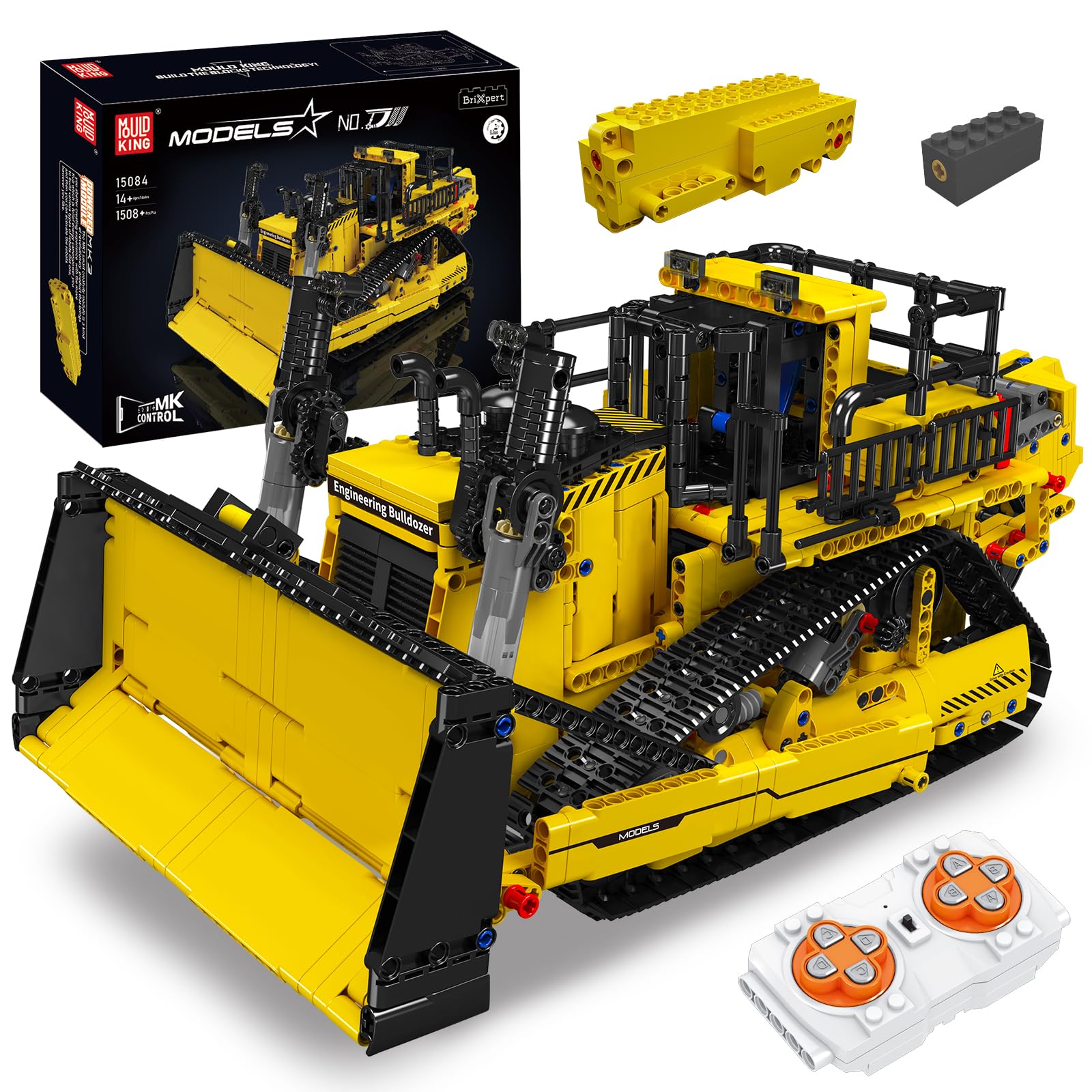 Mould King Tecnica Bulldozer con giocattolo da costruzione telecomandato, 2,4 GHz, kit camion RC, veicoli tecnici a motore (1508 pezzi)