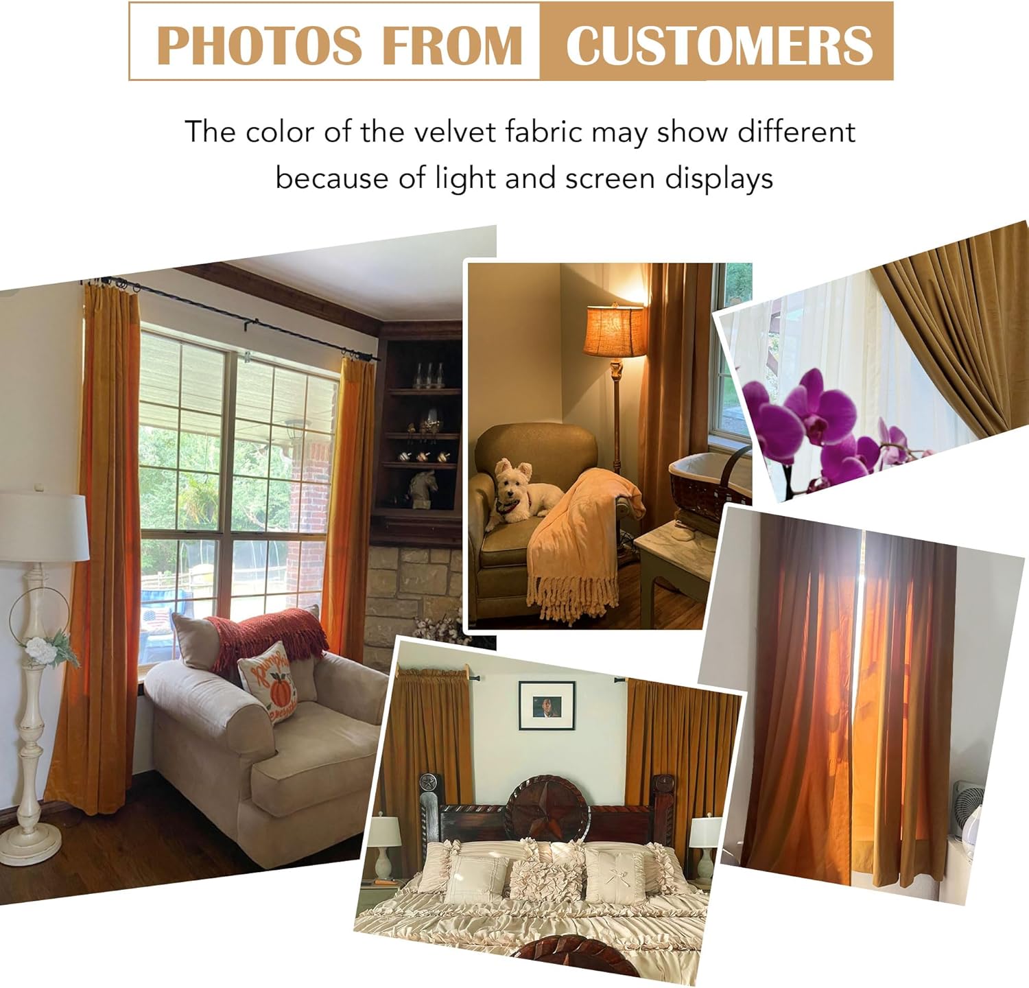 Beauoop Golden Brown Velvet Curtains 96 Inches Long 2 Panels for Bedroom Living Room Soft Luxury Room Darkening Thermal Insulated Soundproof Rod Pocket Window Treatments Drapes, 52X96 Set of 2