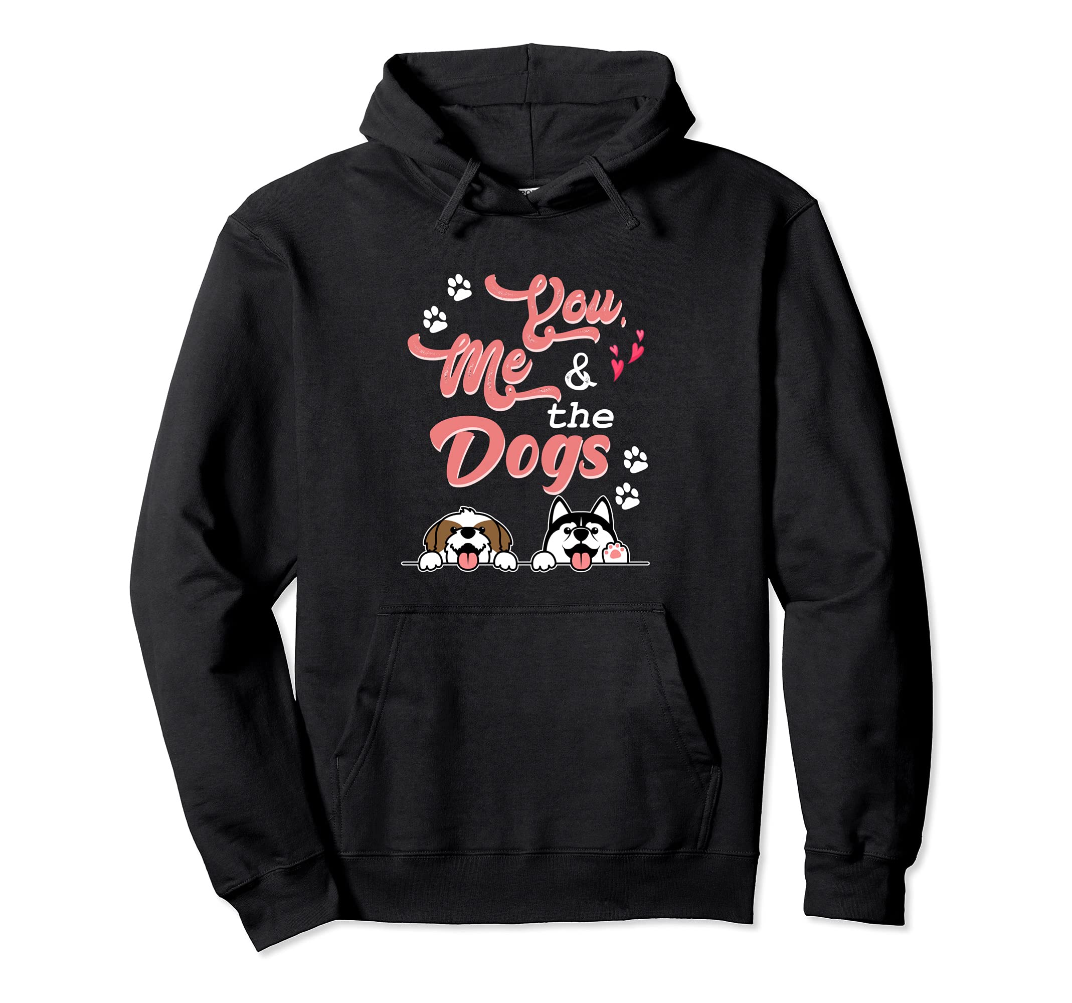 You Me And The Dogs Pet Puppy Paws Dog Breed Bone Dogs Paw Pullover Hoodie, Black