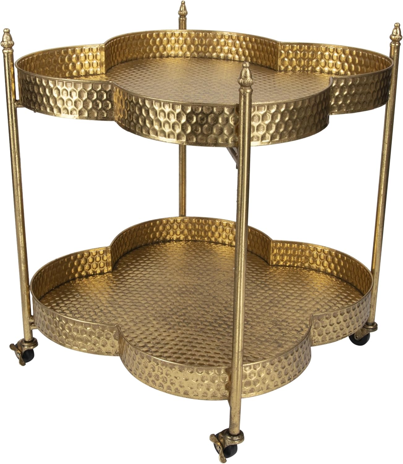Metal Clover Shaped Bar Cart in Gold