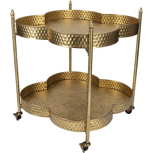 Metal Clover Shaped Bar Cart in Gold