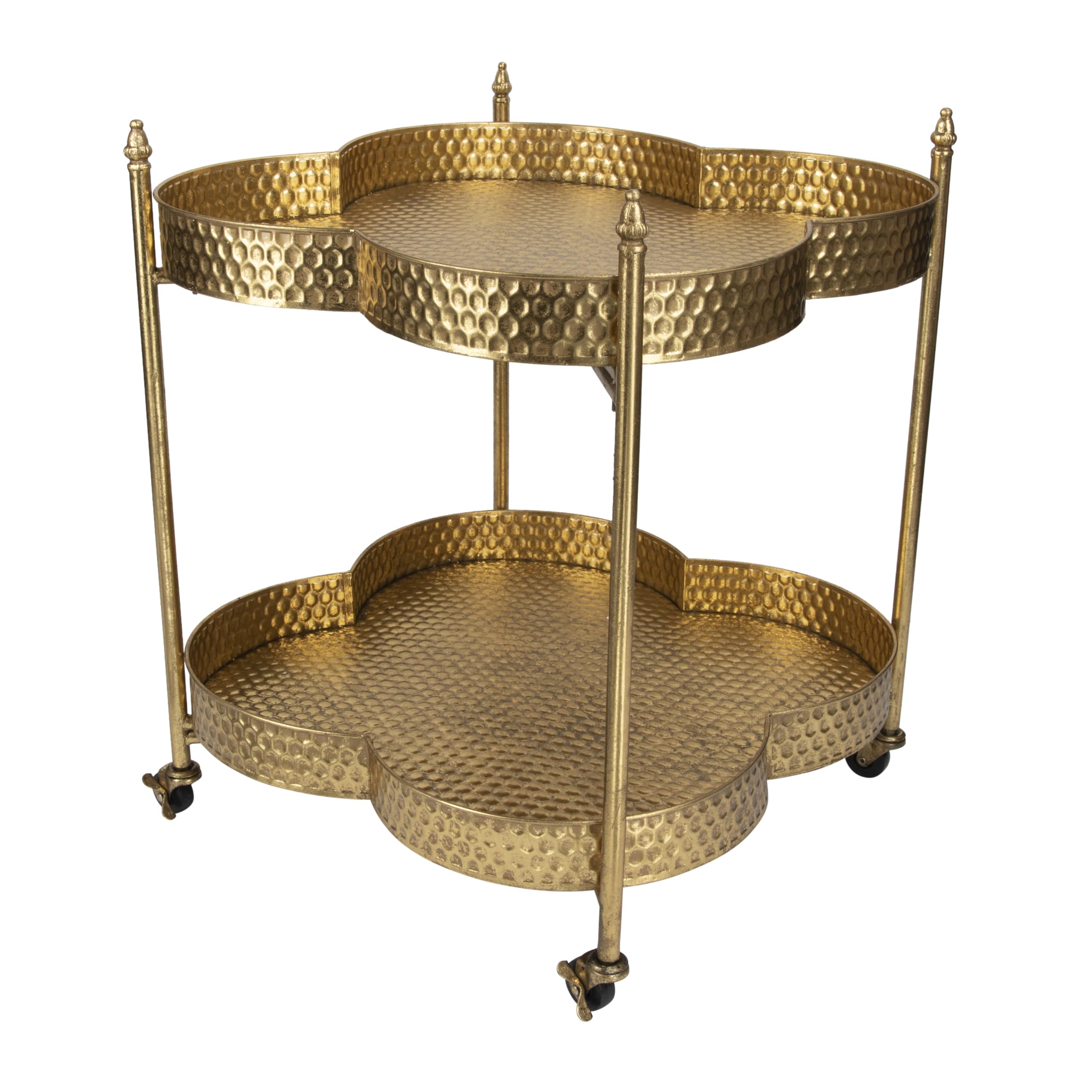 Metal Clover Shaped Bar Cart in Gold