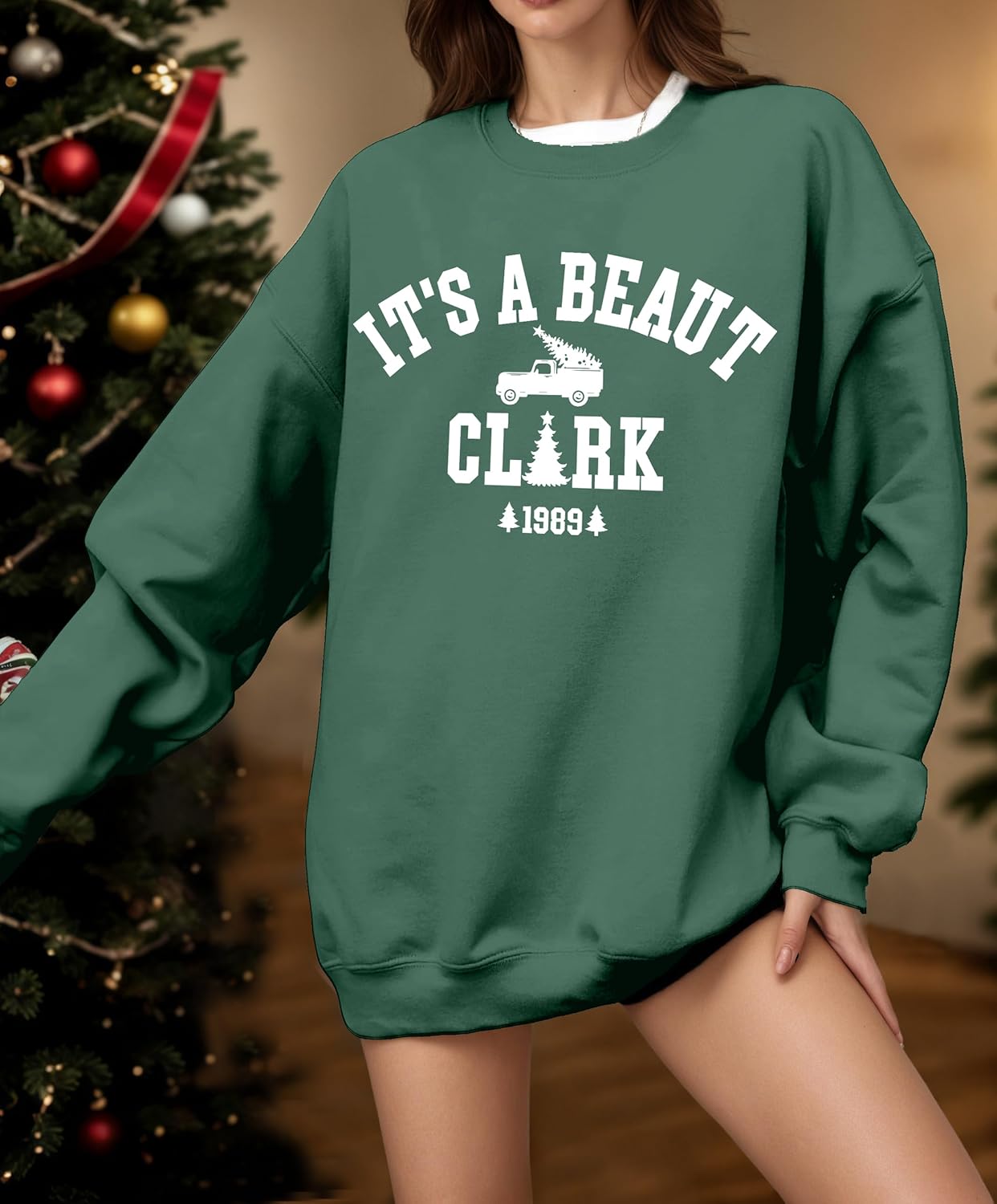Christmas Sweatshirts for Women Oversized It's a Beaut Clark Sweatshirt Crewneck Long Sleeve Pullover Sweater - Image 3