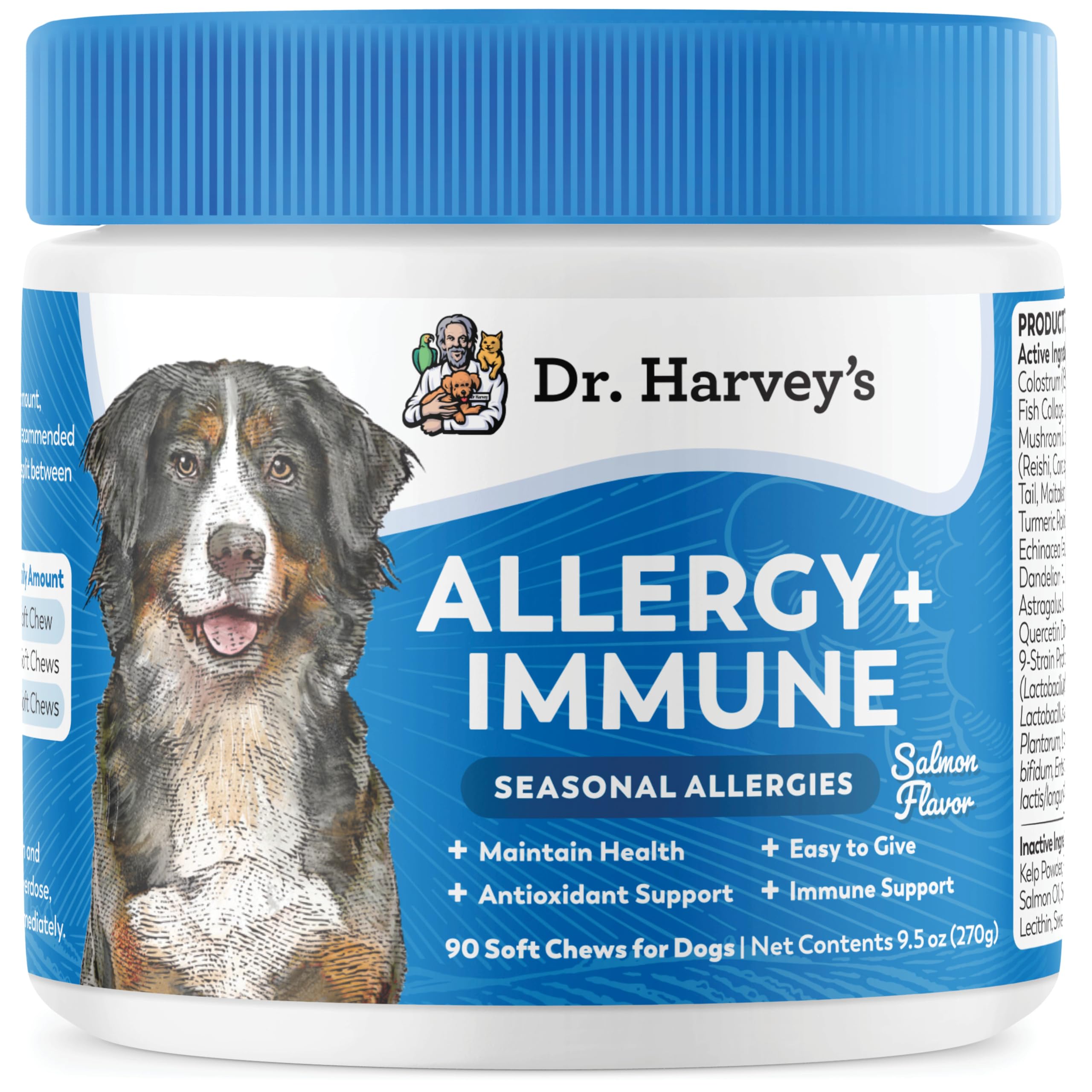 Dr. Harvey's Dog Allergy & Anti-Itch Relief Soft Chew Supplement Bites for Dogs