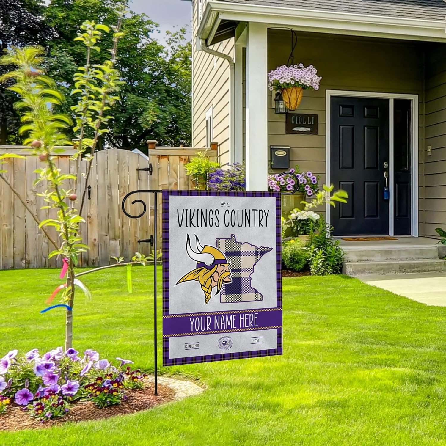 Rico Industries NFL Football Plaid/Hash Tag/This is Country Personalized 13" x 18" Double Sided Garden Flag