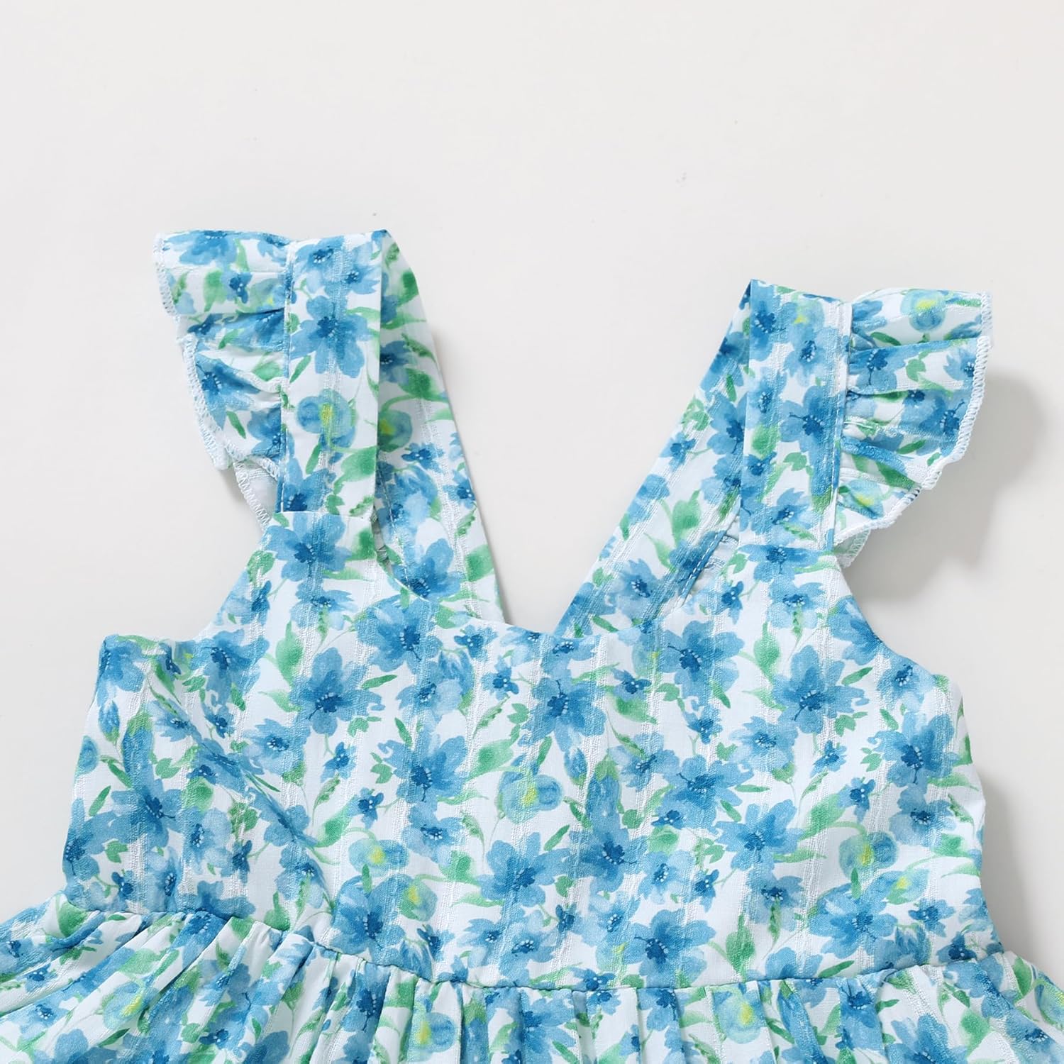 Kids Toddler Baby Girls Rainbow Dress Princess Sleeveless Beach Butterfly Sundress 3-4T Toddler Blue Floral Dress image 4 of 5 B0CNPNLZQ8