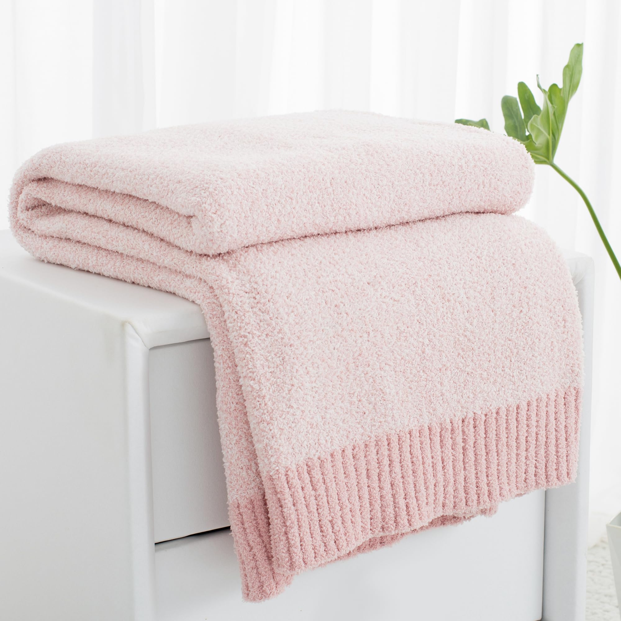 Carriediosa Manta jaspeada ultrasuave de 50 x 60 pulgadas, microfibra de 400 g/m², mullida, reversible, acogedora, afelpada, ligera y cálida, manta de otoño para cama, sofá, color rosa polvoriento OEKO-TEX STANDARD 100