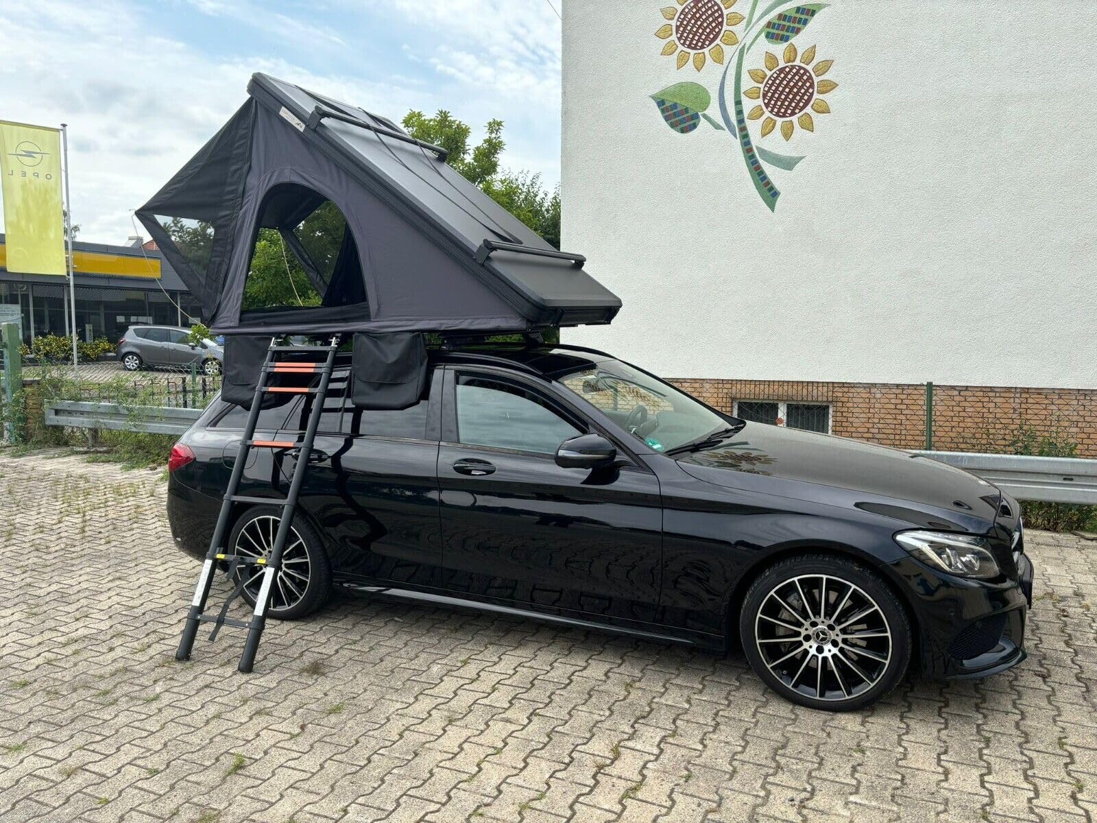 Tente de toit de voiture en aluminium rigide noir/gris LED, isolation, support avec voile d'ombrage en option