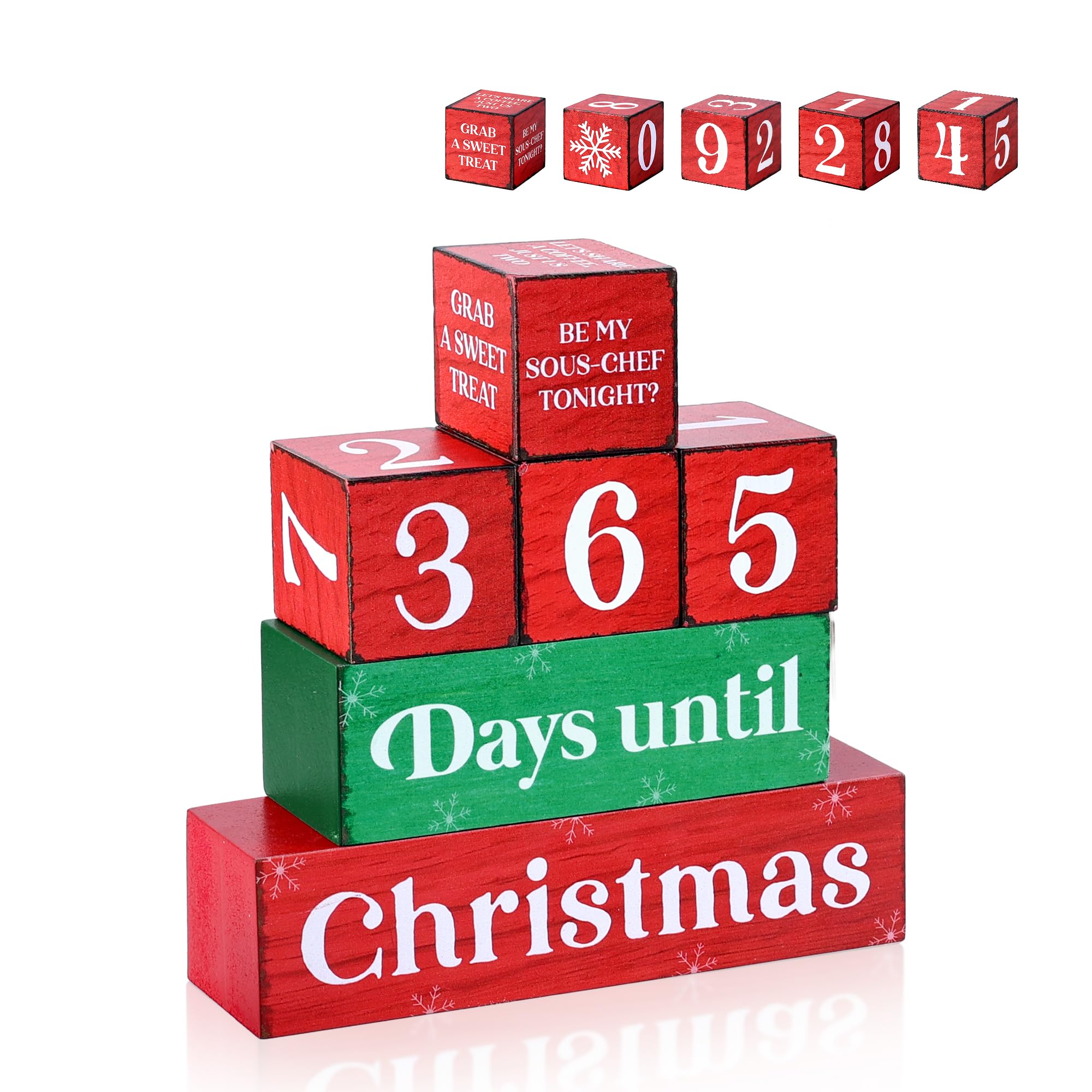 365 Days Christmas Countdown Wooden Table Decor