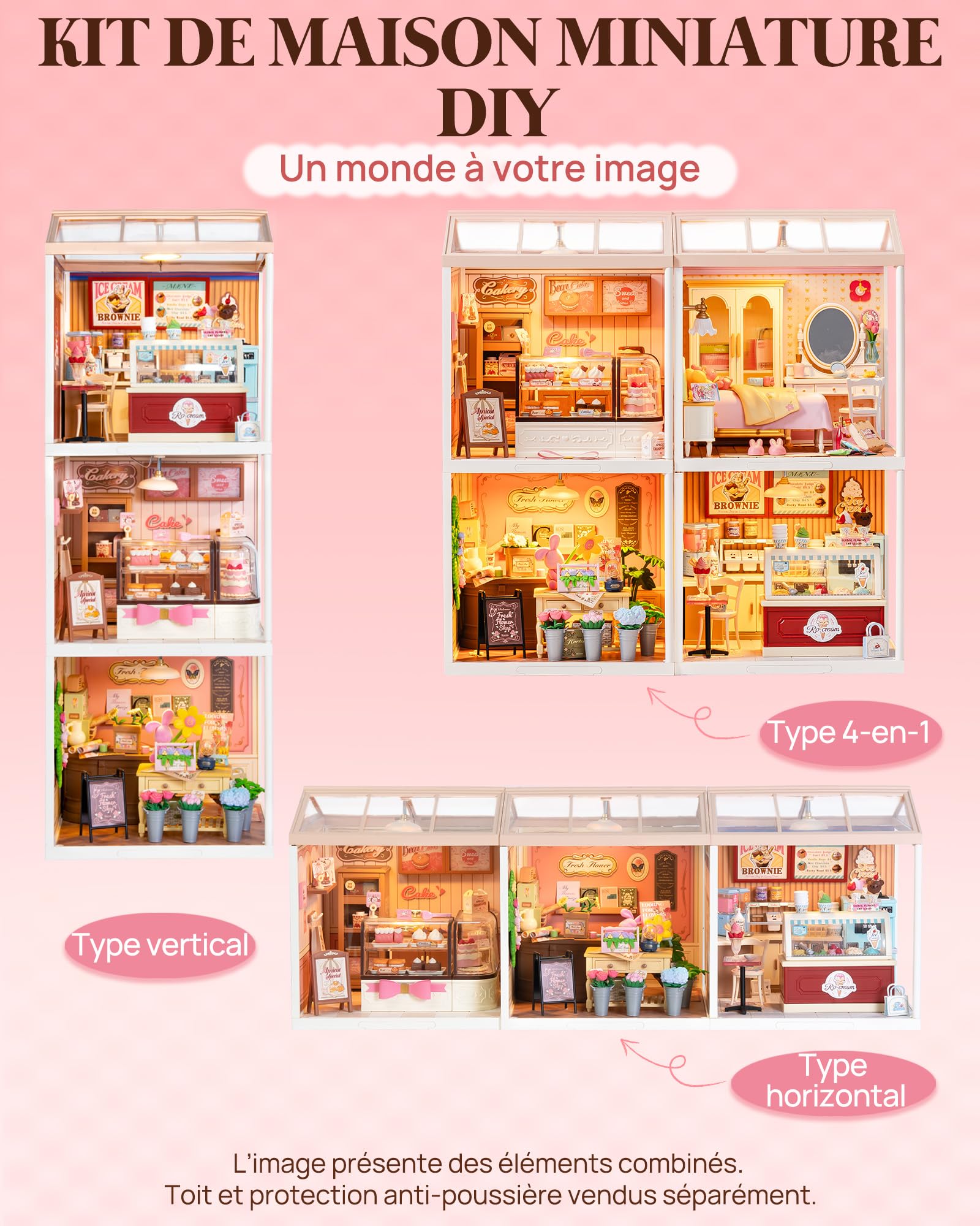 Rolife Super Creator Tasty Cake Shop, Maquette Miniature avec LED sans Colle, Série Collection, Kit Déco Confortable Bureau et Chambre, Cadeau Anniversaire Filles Femmes