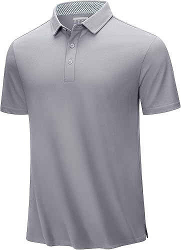 TACVASEN Camisas polo de manga corta para hombre, estilo casual, de algodón, piqué de 3 botones, camisetas tipo polo de golf de ajuste clásico