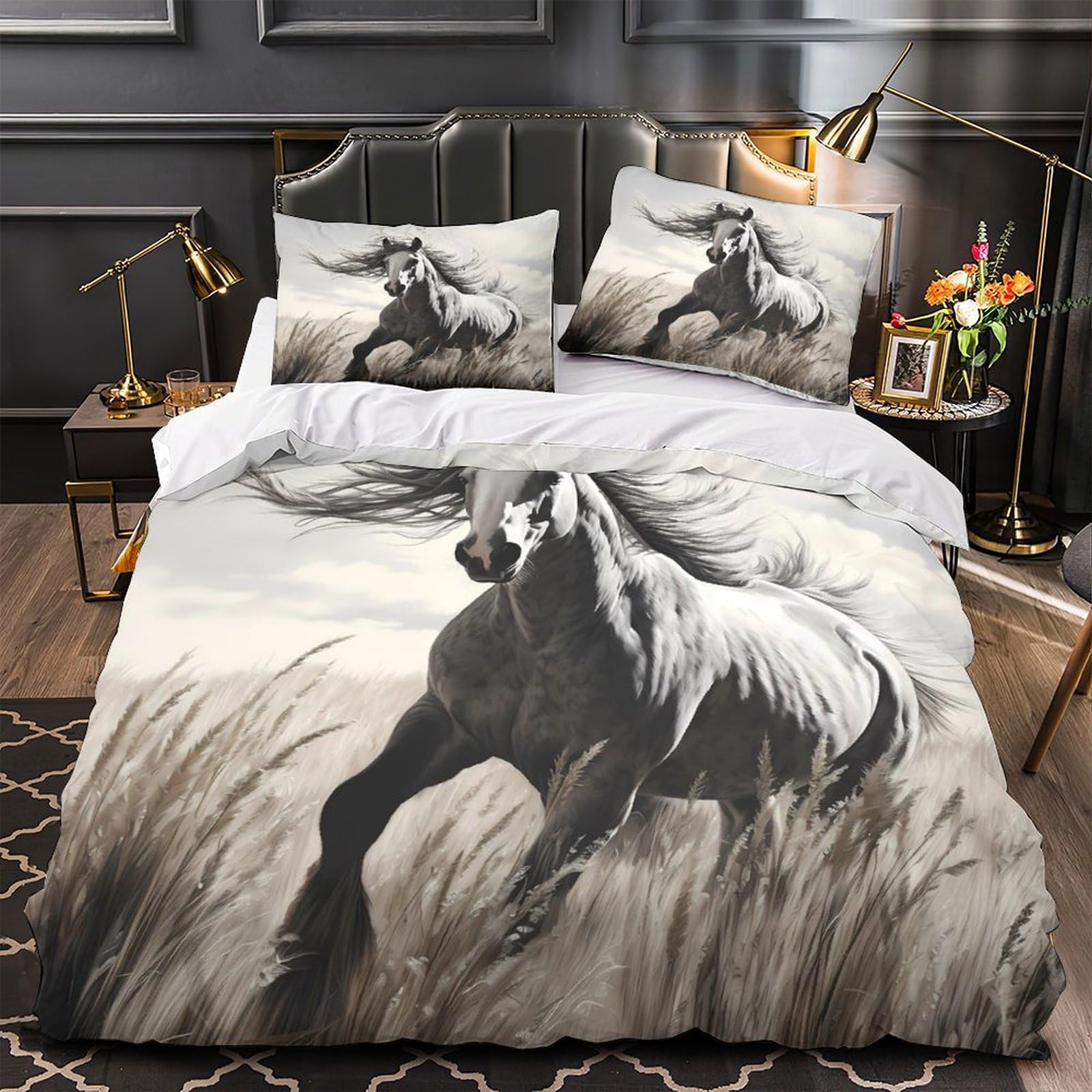 Parure de lit respirante et housse de couette super douce 260x220cm à fermeture éclair 3D