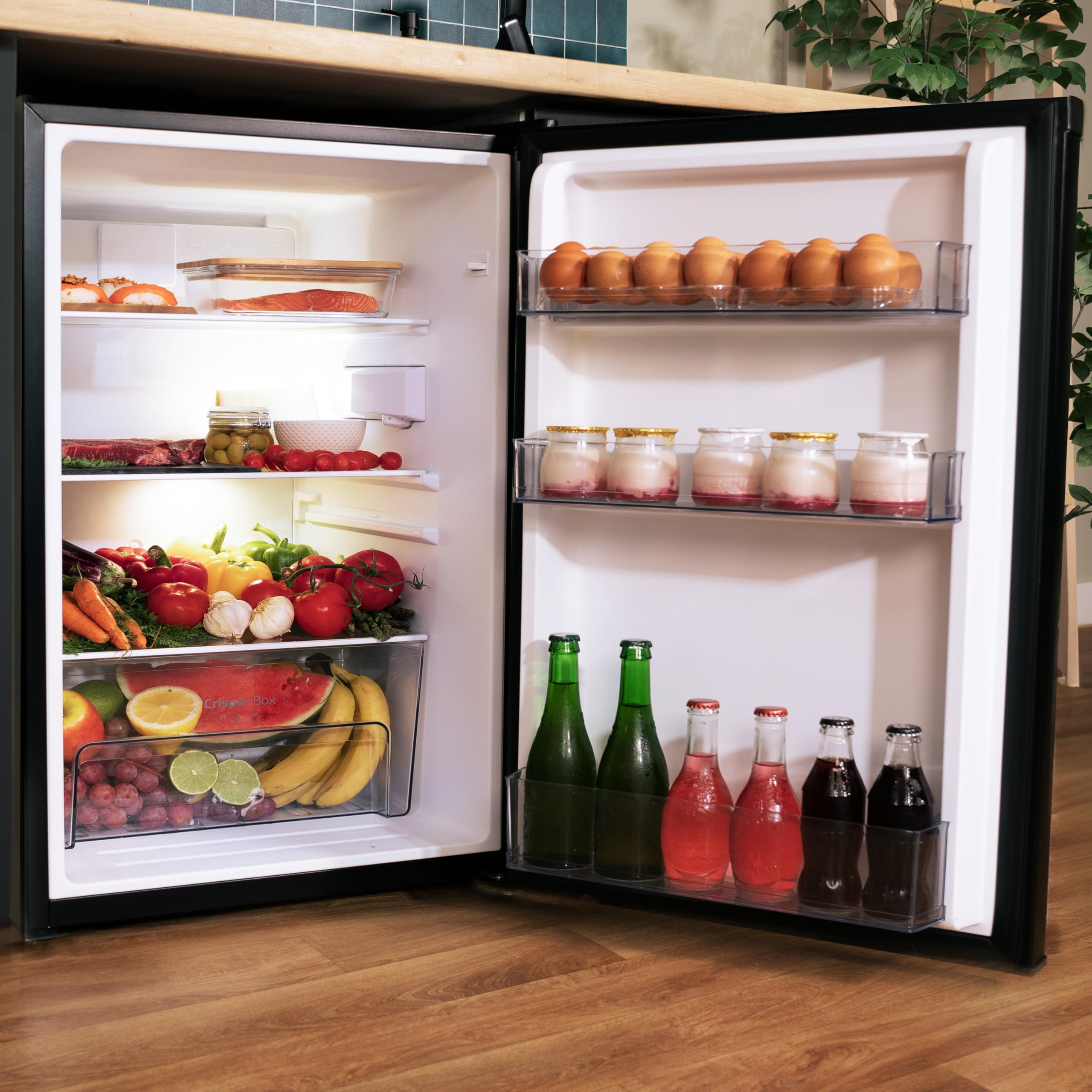 Cecotec Mini Frigorifero Bolero CoolMarket TT 114L Black. Capacità 114 L, Classe Energetica E, Porta Reversibile, Conservazione Ottimale, Luce LED, Controllo Meccanico, Humidity Box, Funzione Defrost