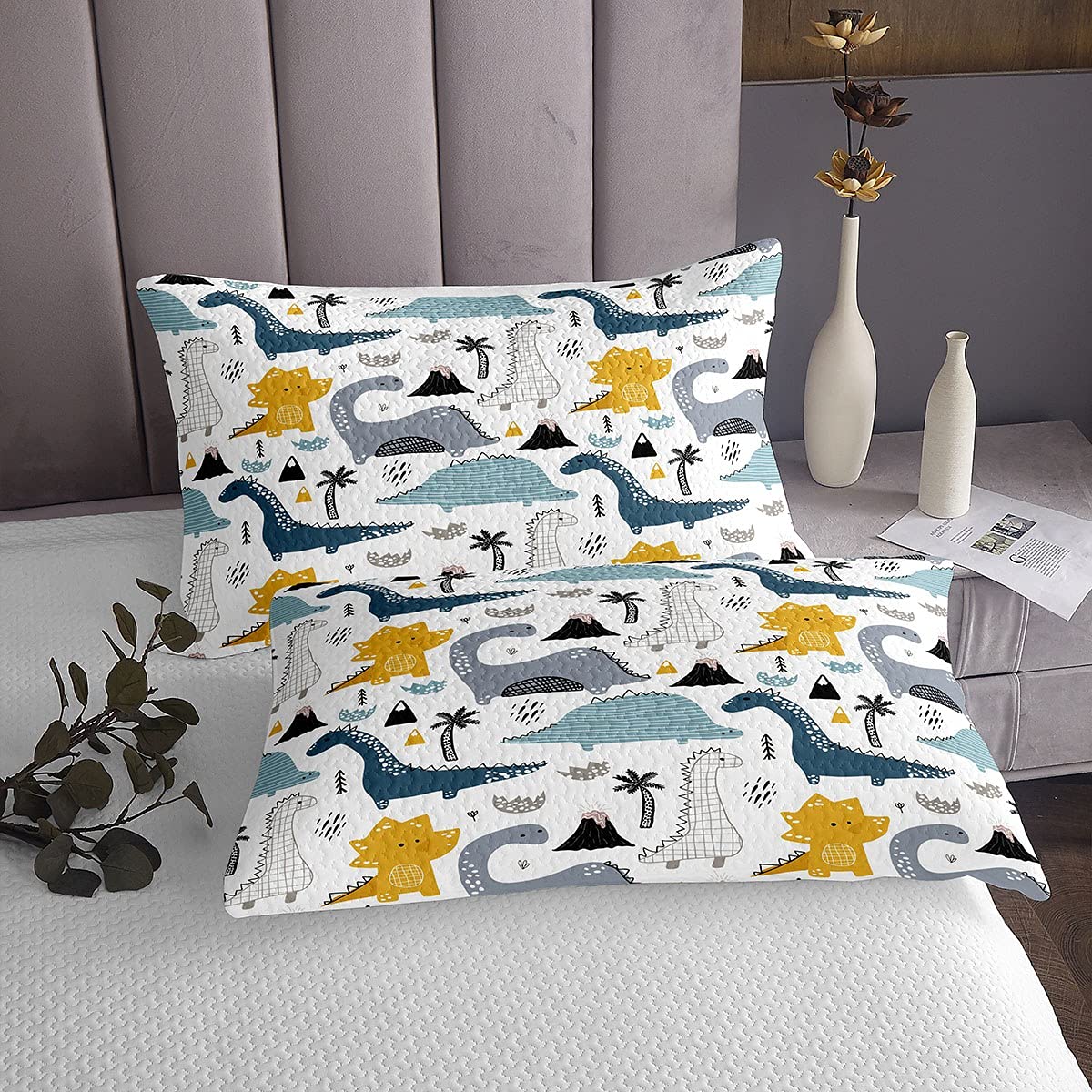 Juego de sábanas de Dinosaurio, Juego de Ropa de Cama de Dinosaurio de Dibujos Animados, sábanas bajeras de Dibujos Animados, Lindo Dinosaurio, 3 Piezas,