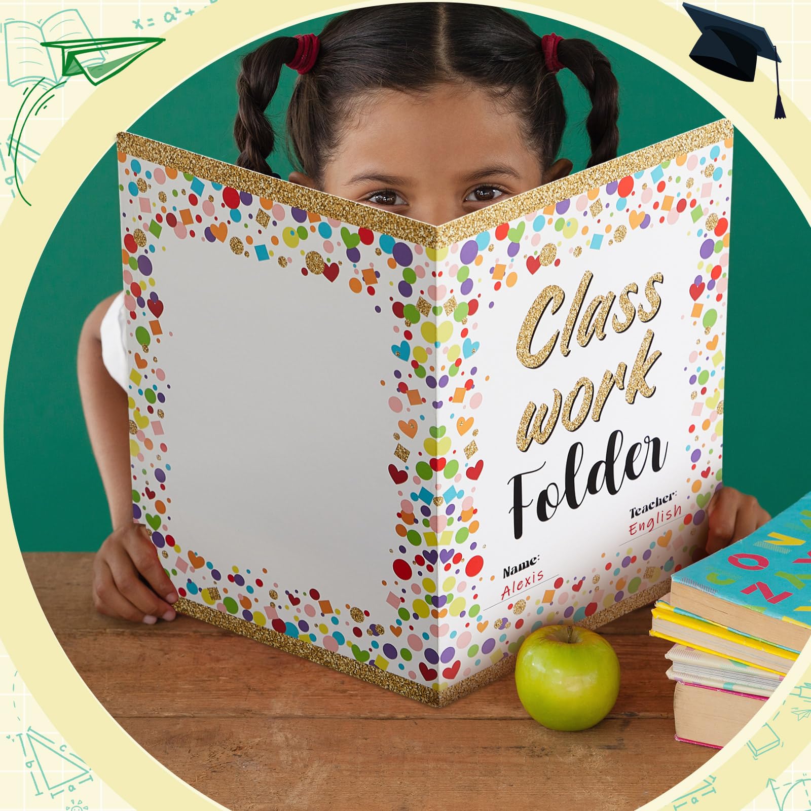 Yeaqee 32 Pcs Homework Folders - 2 Pocket Classwork Organizers For Students, 9.25x11.81 Inch