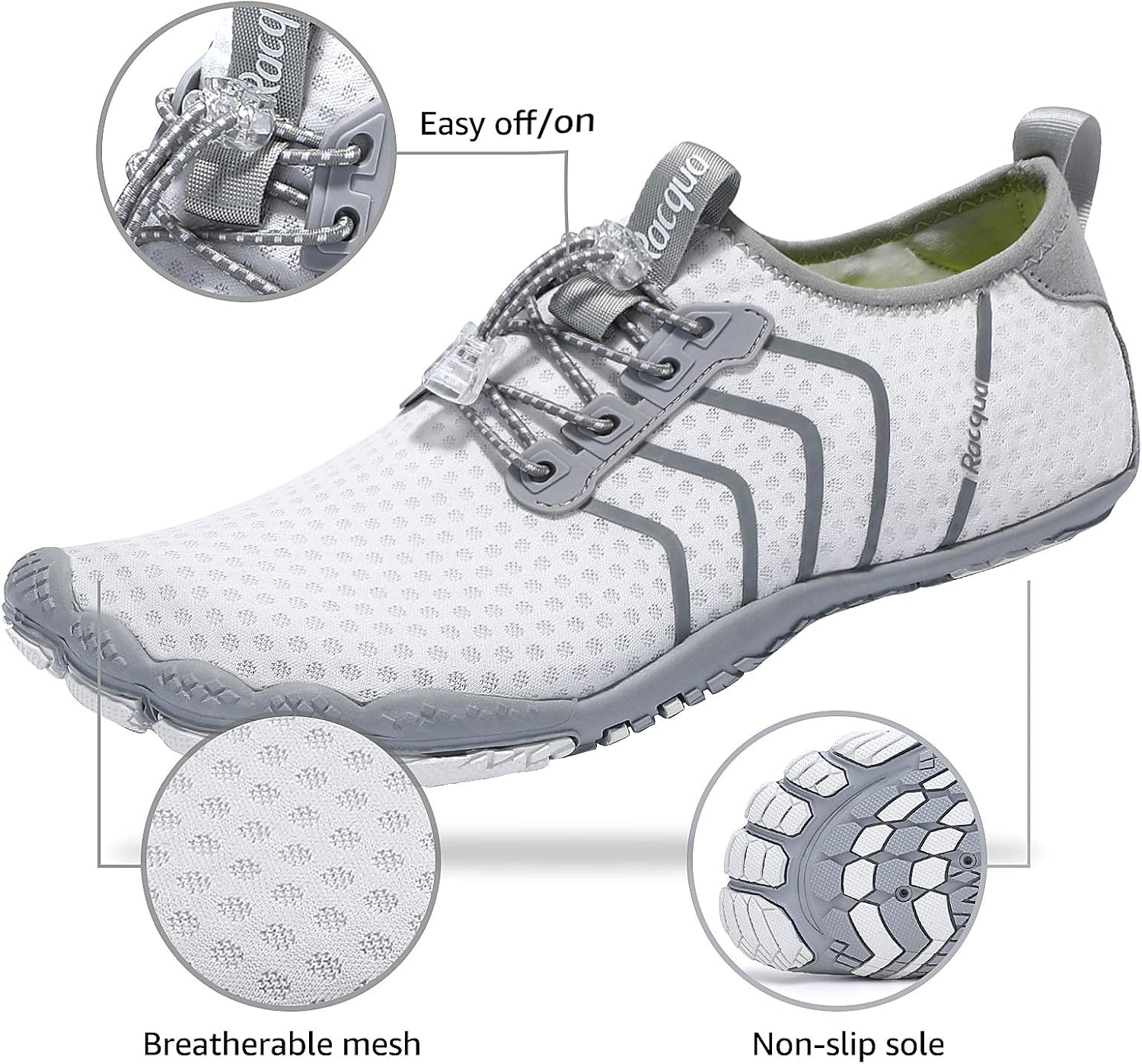 Racqua Water Shoes Quick Dry Barefoot Beach Aqua Sport Swim Surf Pool Hiking Diving Walking for Men Women - Image 3