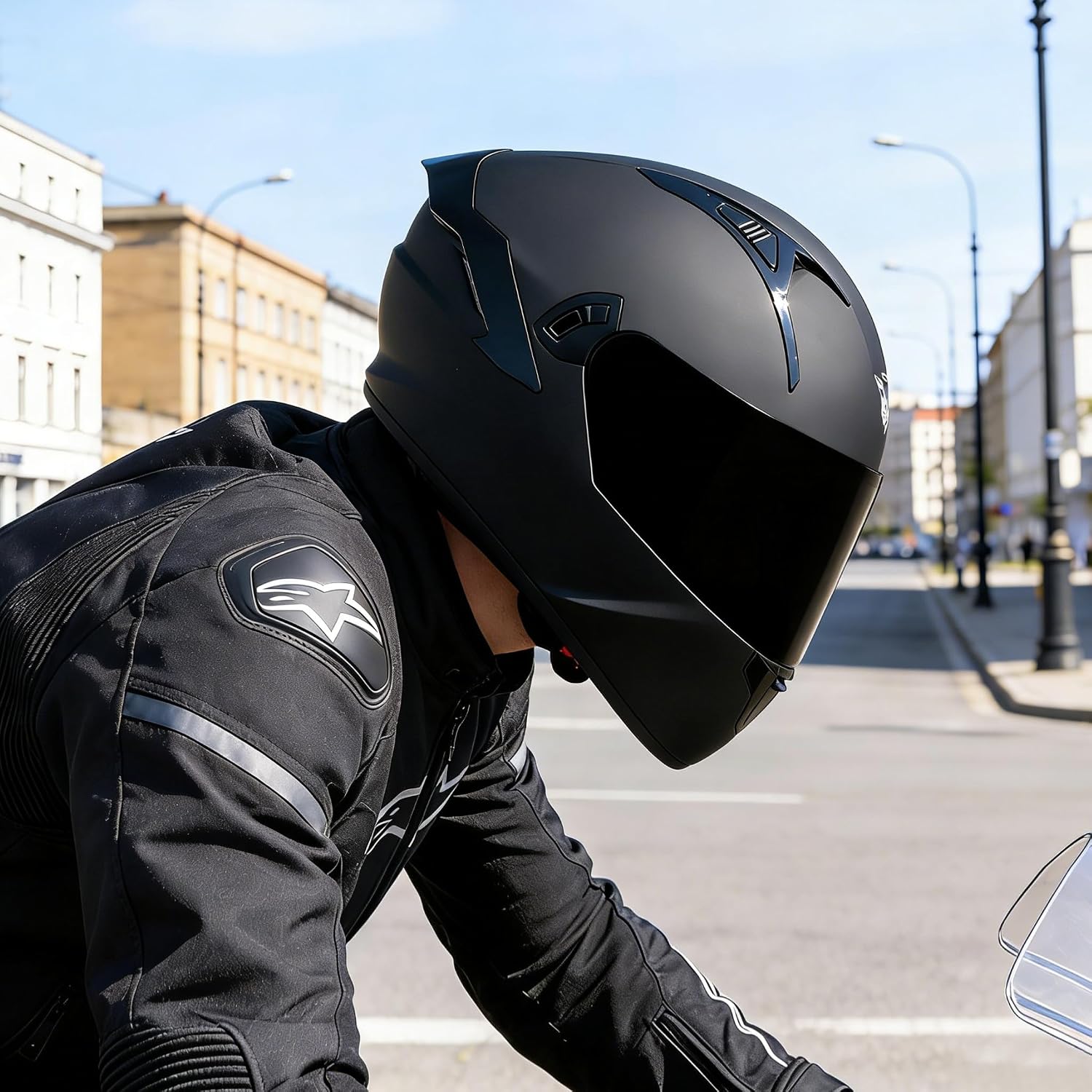 VCOROS Full Face Dual Visor Motorcycle Helmet for Adults Motorbike Street Bike Racing Helmets X9 DOT Approved with Black Visor