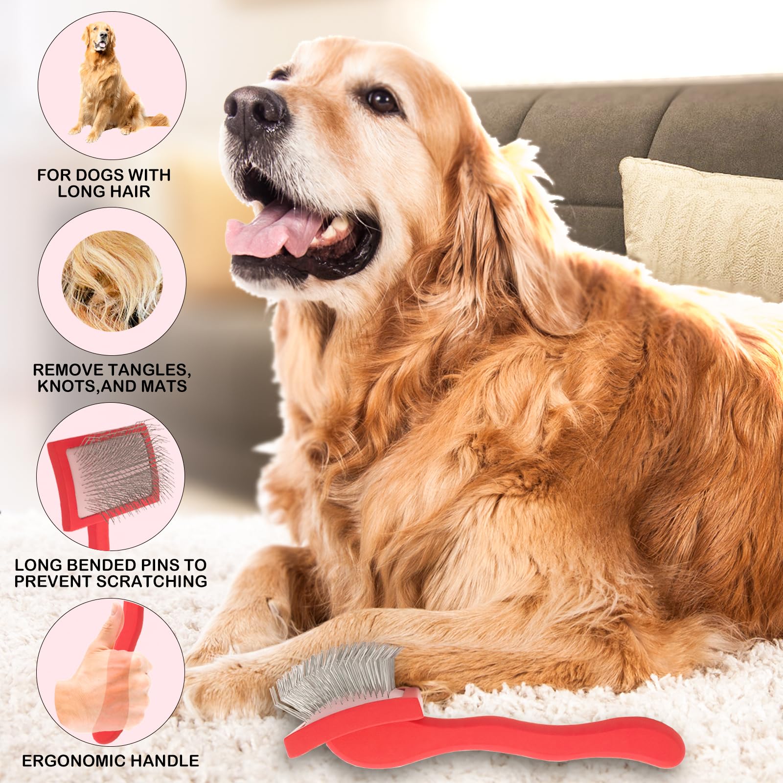 Cepillo para perros para Goldendoodles y Golden Doodle cepillo para el kit de aseo – Cepillo de perro para Goldendoodle, Labradoodle, Caniches – Cepillo de pelo de mascotas para perros de
