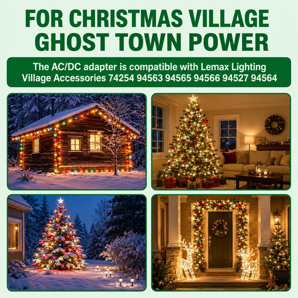 4.5VDC Power Adapter Compatible with Lemax Lighted Accessory | for Christmas Village Spooky Town Christmas Micro Lighting Building Decoration 94566 94527 94563 94564 64517 74269 (8 Output)