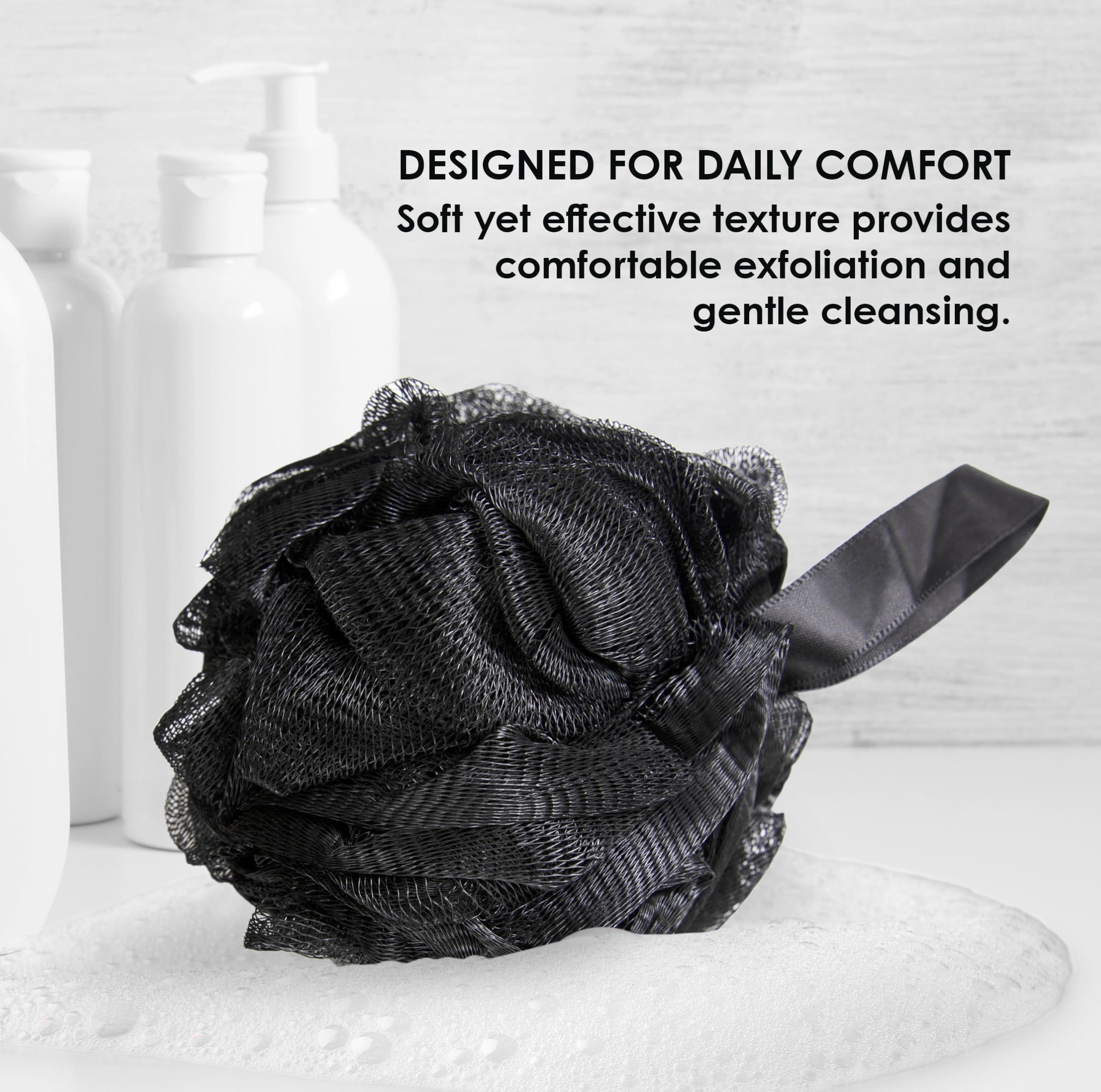 Black Loofah Gąbki pod prysznic I (4-pak) Płuczki do ciała do użytku pod prysznicem I gąbki do kąpieli do szorowania pod prysznic do ciała I Loofah złuszczająca szczotka do ciała akcesoria prysznicowe