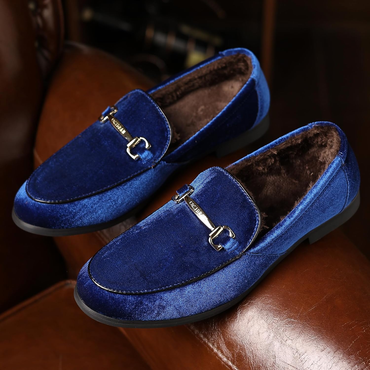 COSIDRAM Mens Dress Shoes Loafers Business Classic Suede Luxury Copper Chain Party Wedding Moccasins for Male - Image 2