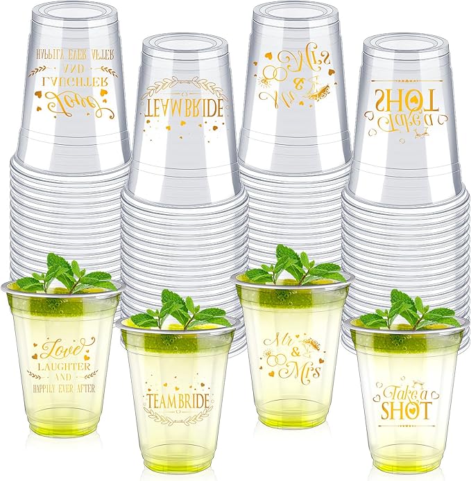 Sliner 200 Pcs Disposable Wedding Plastic Cups Bulk 12oz