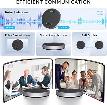Tenveo Bluetooth Conference Speakerphone Bluetooth/Wireless/USB, 8 AI Noise Mics and 360 Sound Pickup,Compatible with Zoom, Teams, OBS, Supports 12-15 People for 18H of Talk Time MagiCallpro