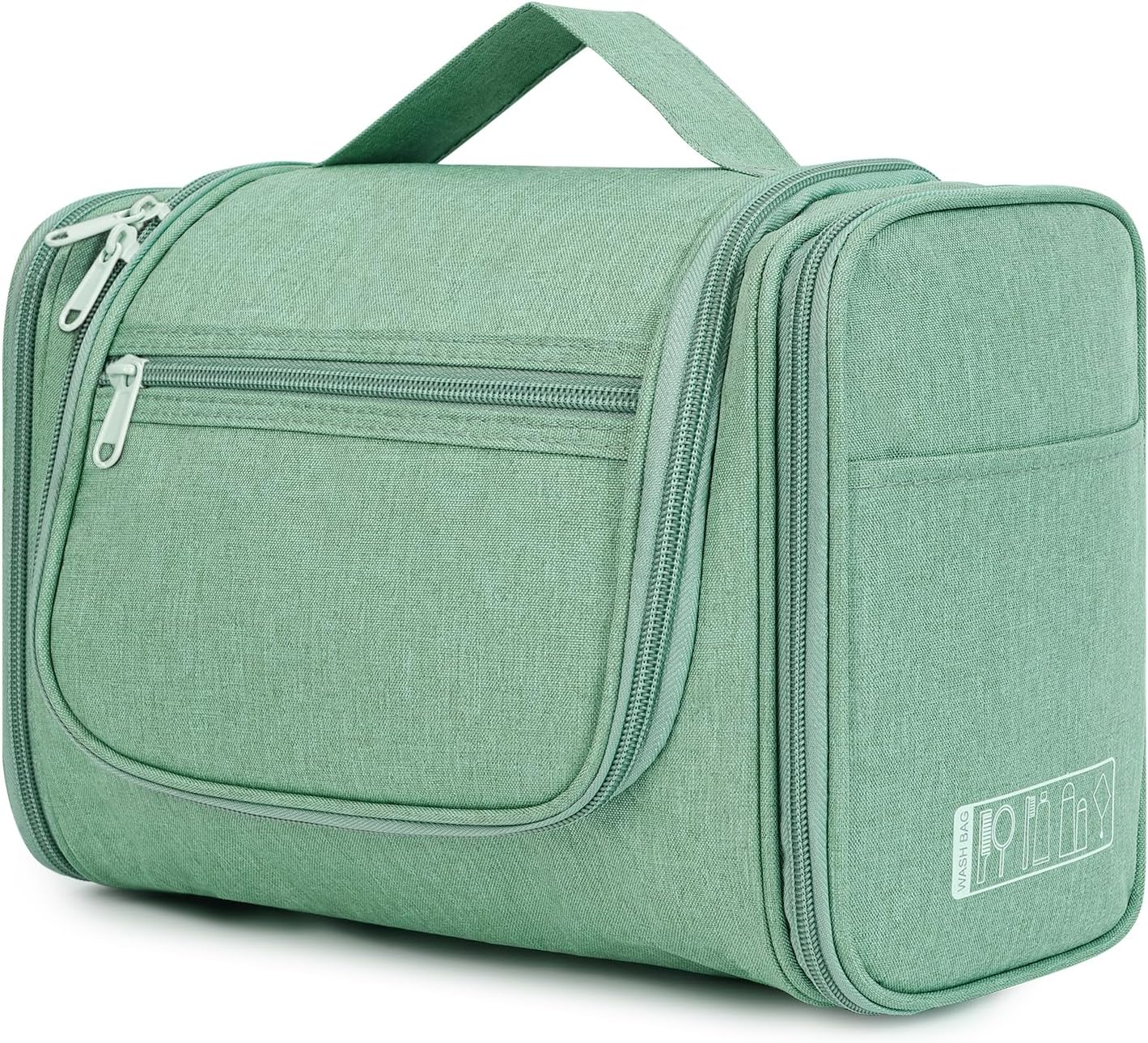 Large Hanging Toiletry Wash Bag Travel Makeup Cosmetic Organizer for Men Women by WANDF (Green)
