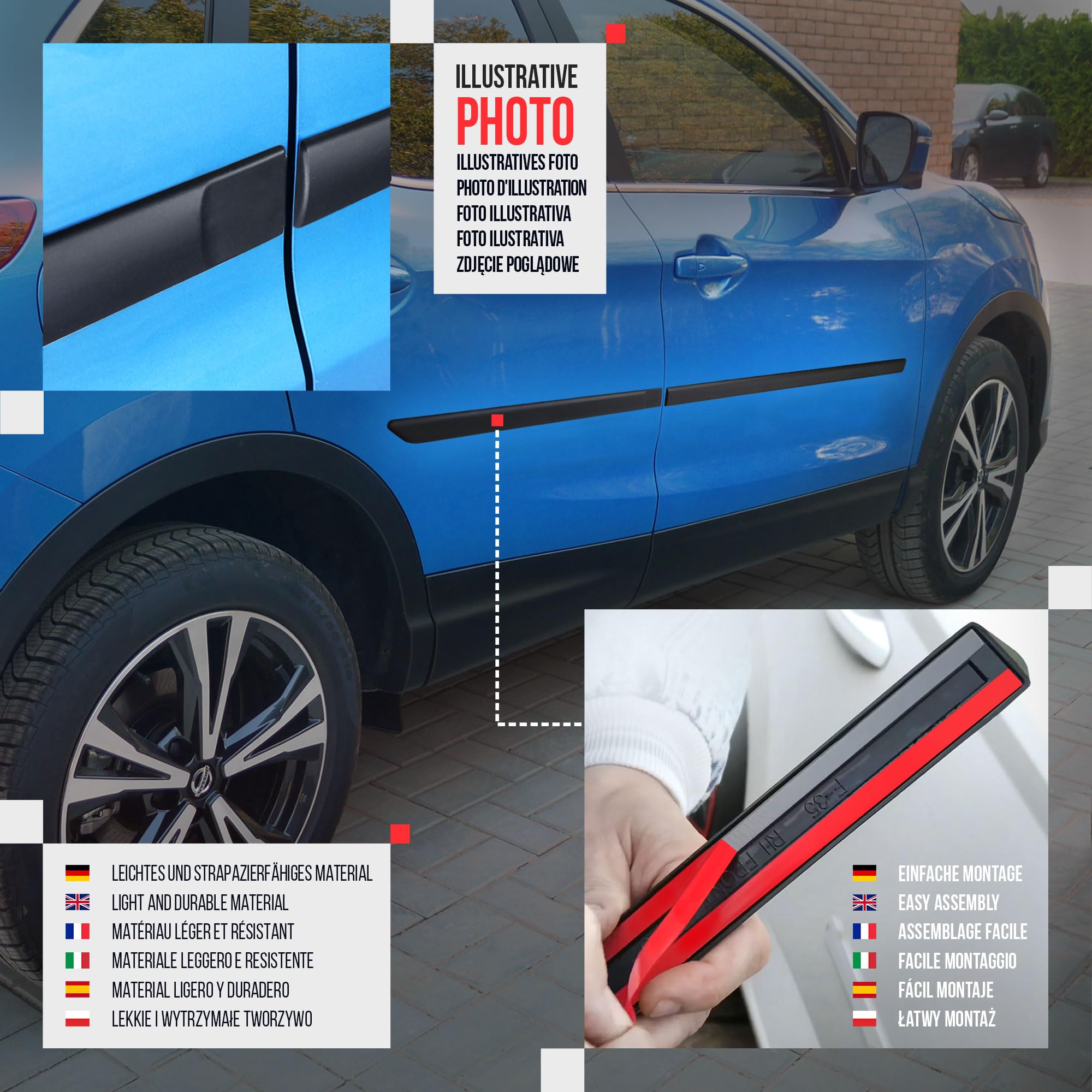 CHROMEMASTER | Modanature Laterali | Compatibile con Fiat Tipo Berlina, Hatchback, SW dal 2016 | Plastica Le Modanature Laterali Proteggono la Vernice Della Portiera Dell'auto da Graffi e Danni
