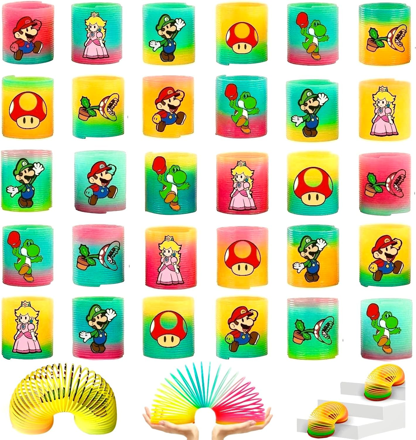 Cartoon Rainbow Spring,24Pcs Cartoon Party Favors for Rainbow Slinky,Birthday,Carnival,Prizes,Goodie Bags Stuffers,Pinata Fillers,Game Birthday Party Supplies for Spring Rainbow Magic