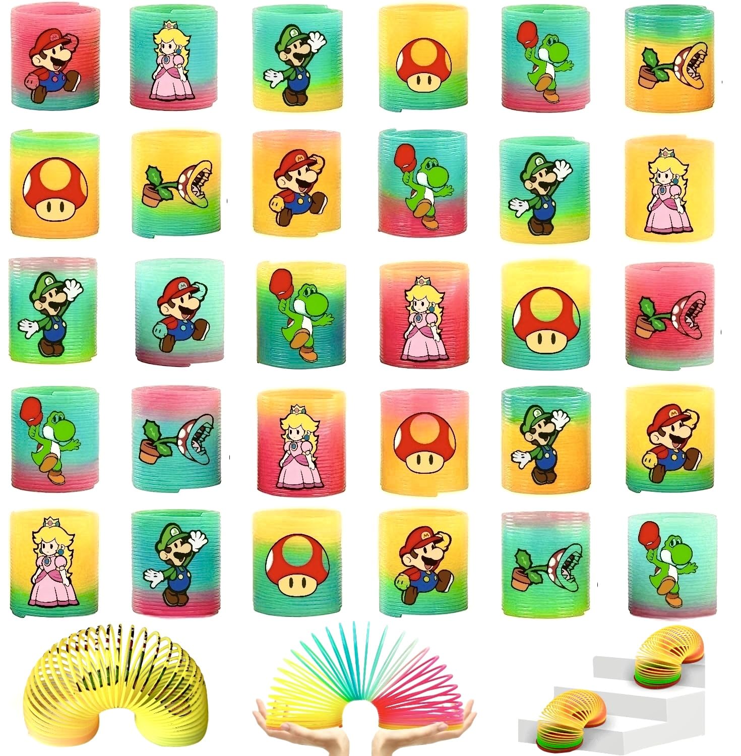 Cartoon Rainbow Spring,24Pcs Cartoon Party Favors for Rainbow Slinky,Birthday,Carnival,Prizes,Goodie Bags Stuffers,Pinata Fillers,Game Birthday Party Supplies for Spring Rainbow Magic