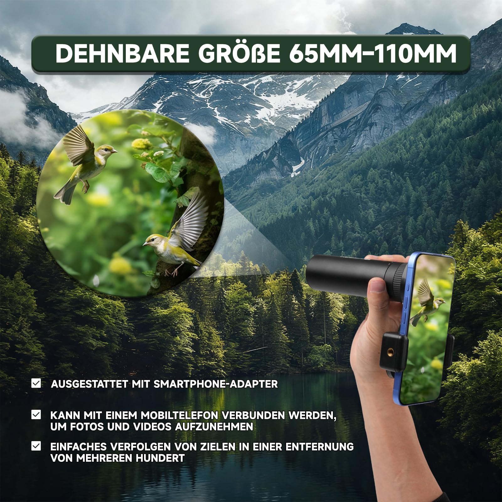 7x32 Monokular FMC Wasserdicht Stickstoffgefüllt – Kompakt Fernrohr für Vogelbeobachtung, Wandern, Konzerte