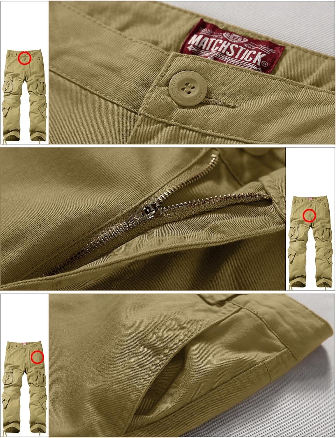Match Men's Wild Cargo Pants 38 Khaki