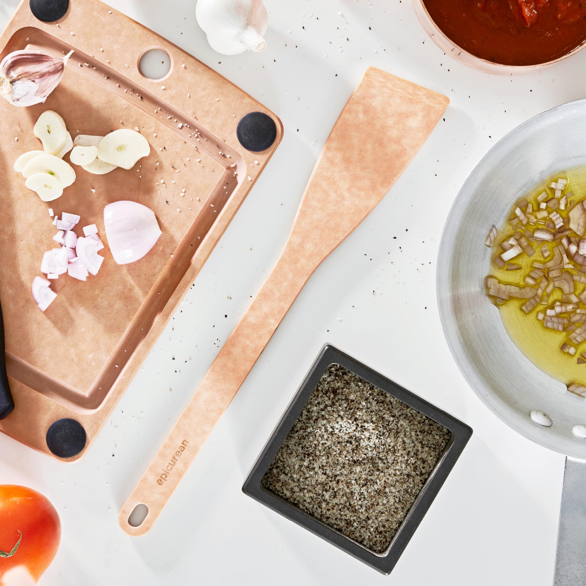 Epicurean Küchenutensilien, abgewinkelter Pfannenwender, Spatel und Sautewerkzeug, spülmaschinenfest, ungiftig und hergestellt in den USA, natürlich | Mikroplastikfrei, spülmaschinenfest, ungiftig – abgewinkelter Pfannenwender misst 33 cm lang x 5,1 cm br
