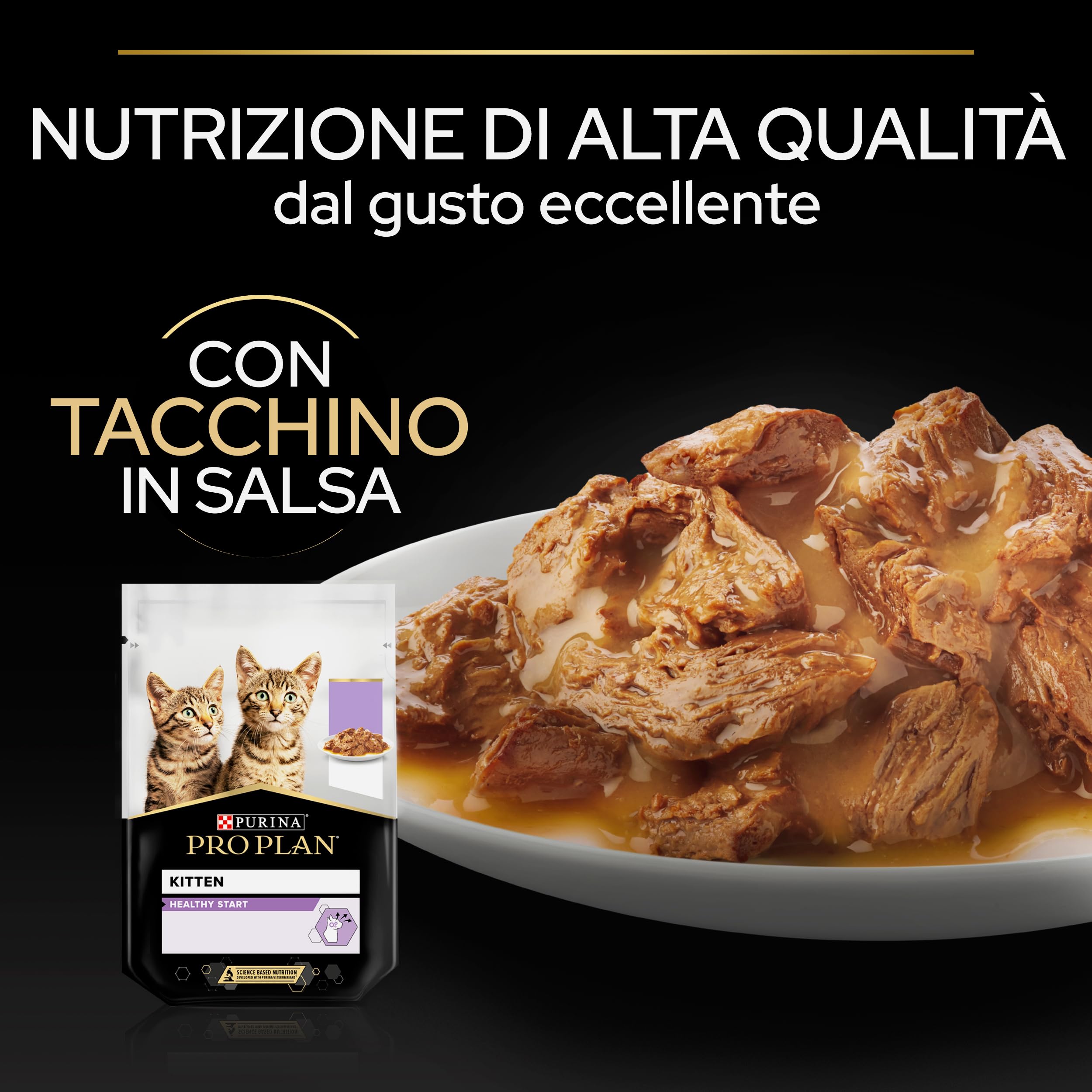 Purina Pro Plan Kitten Cibo Umido per Gattini Pezzettini in Salsa Tacchino, 40 Bustine da 85g