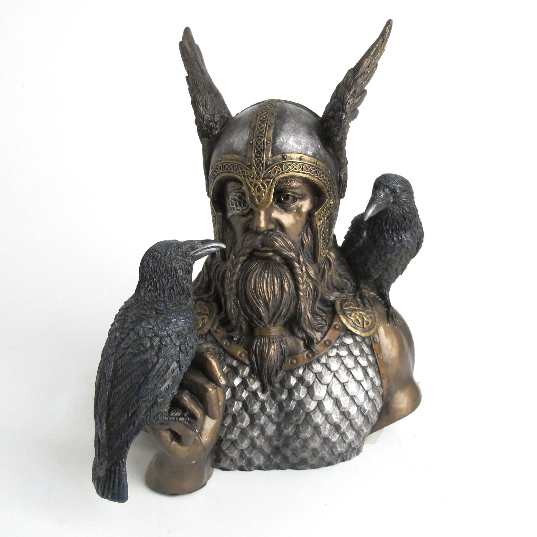 Veronese Design Żywica z brązu nordycki bóg odin popiersie dekoracja domu wiking kruk rzeźba pogańska statuetka
