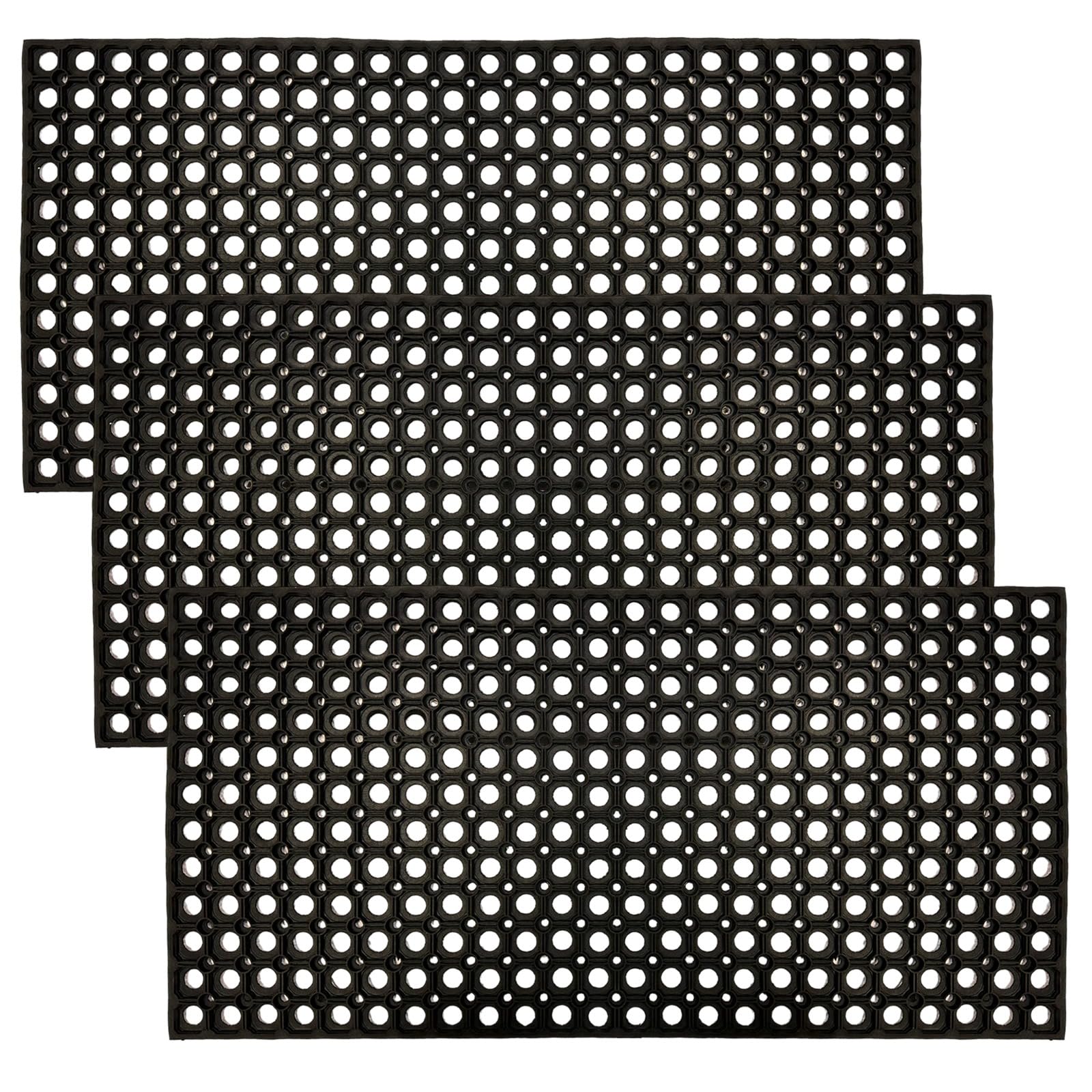 Grid Rubber Door Mat Heavy Duty Non-Slip Door Mats Outdoor Anti Fatigue Dirt Scrapper Floor Mat For Entrance, Backdoor, Patio And Lawn Outdoor Mat (PACK OF 3, 50 x 100 cm (Rectangular) — image 1