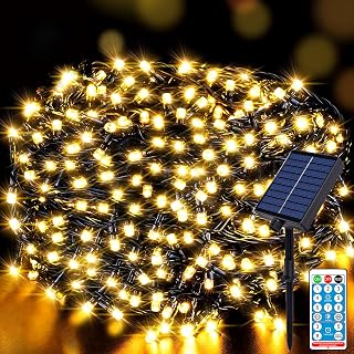 Solar Lichterkette Außen 30m 300LED Lichterkette Weihnachten LED Outdoor Lichterkette mit 8 Modi + Timer + Fernbedienung Solarlichterkette Wetterfest für Garten, Balkon, Party, Warmweiß