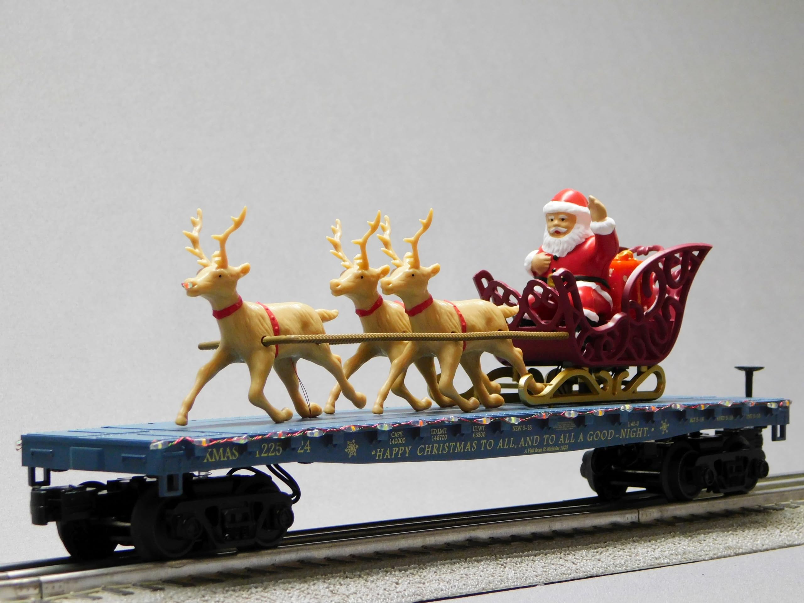 M.T.H. Electric Trains MTH RAILKING North Pole Santa Sleigh & Reindeer (Blue) O Gauge 30-76920