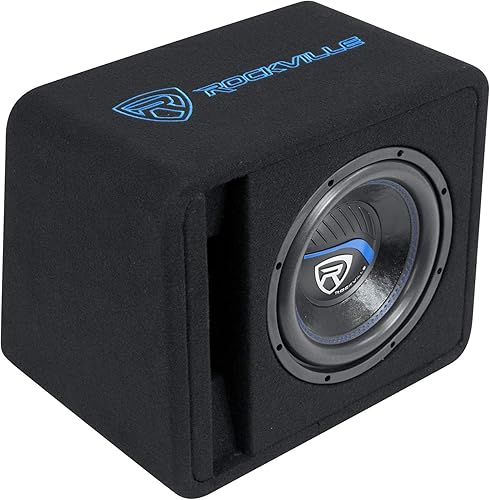 Rockville VS10K54 - Subwoofer para automóvil K5 1200 W de 10 pulgadas en caja con ventilación de sub-4 ohmios