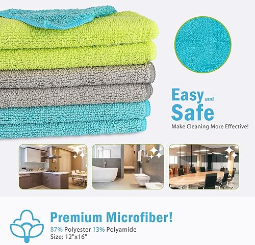 Miniatura 104 de AIDEA Paño de limpieza de microfibra, paquete de 24 toallas de microfibra suave para automóviles, trapos de limpieza absorbentes, paños de lavado