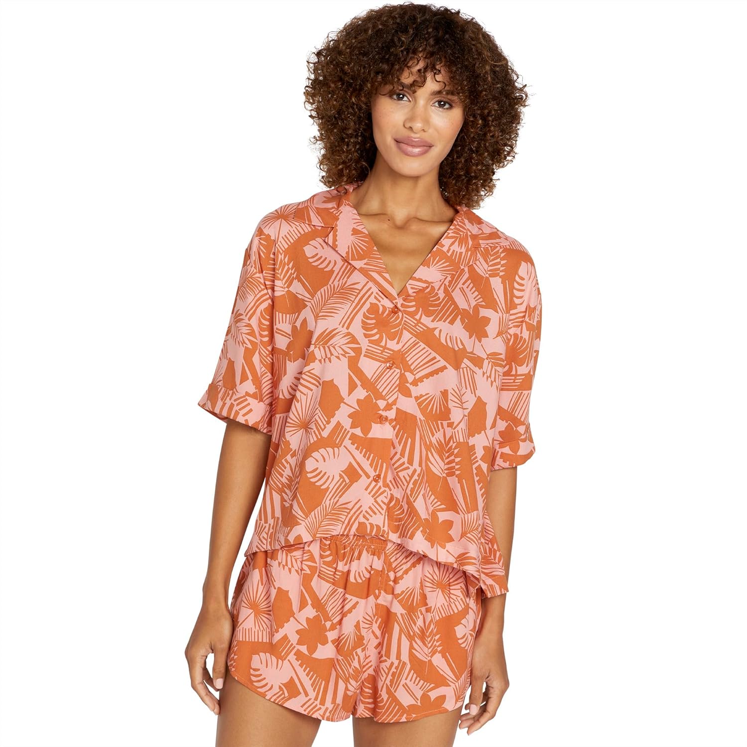 Volcom Women's Excapism Oversized Button Front Shirt