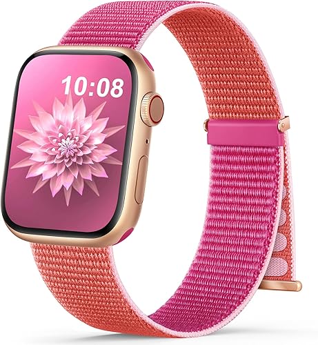 OHOTLOVE Correa de nailon compatible con Apple Watch Band de 1.496 pulgadas, 1.575 pulgadas, 1.614 pulgadas, 1.654 pulgadas, 1.732 pulgadas, 1.772