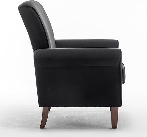 Miniatura 63 de Sillón clásico con marco de madera de abedul y cómodos reposabrazos enrollados, sillones para sala de estar, dormitorio y decoración de oficina,